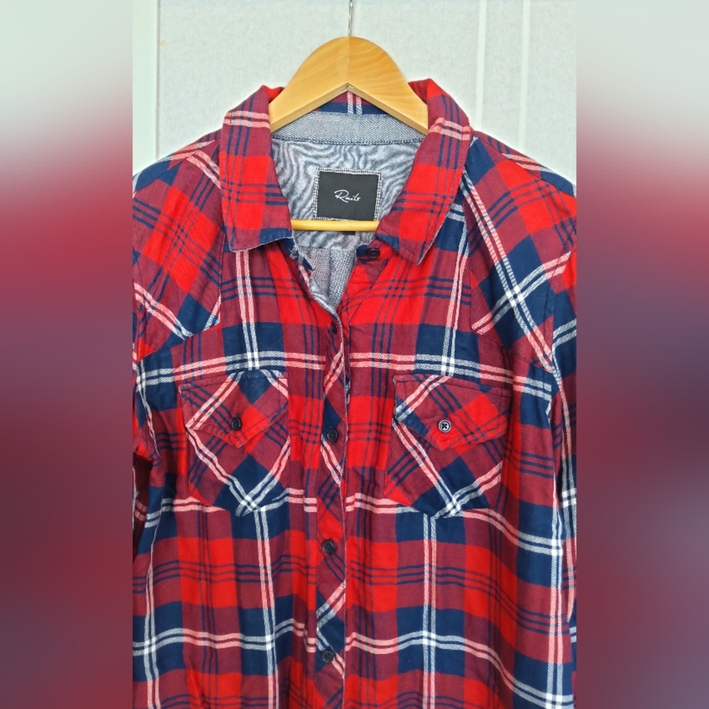 Nwot ! Rails Red Blue Button Down Flannel Shirt - image 3